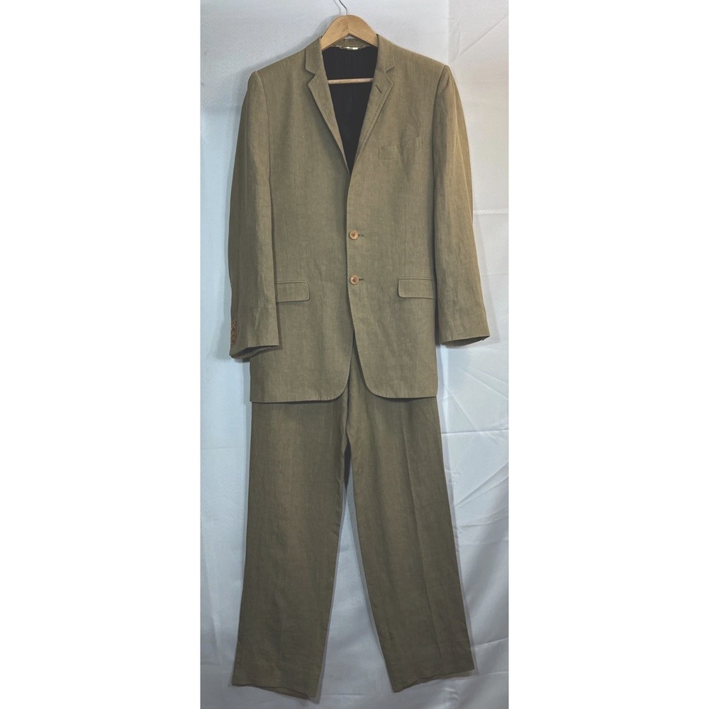 Dolce & Gabbana Beige 100% Linen Men's Suit 40R Made in Italy Authentic